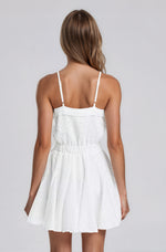 Kallie V Neck Sash Belt Mini Dress - White Springtime Burnout (Final Sale)