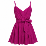 Kallie V Neck Sash Belt Mini Dress - Wild Rose Springtime Burnout (Final Sale)