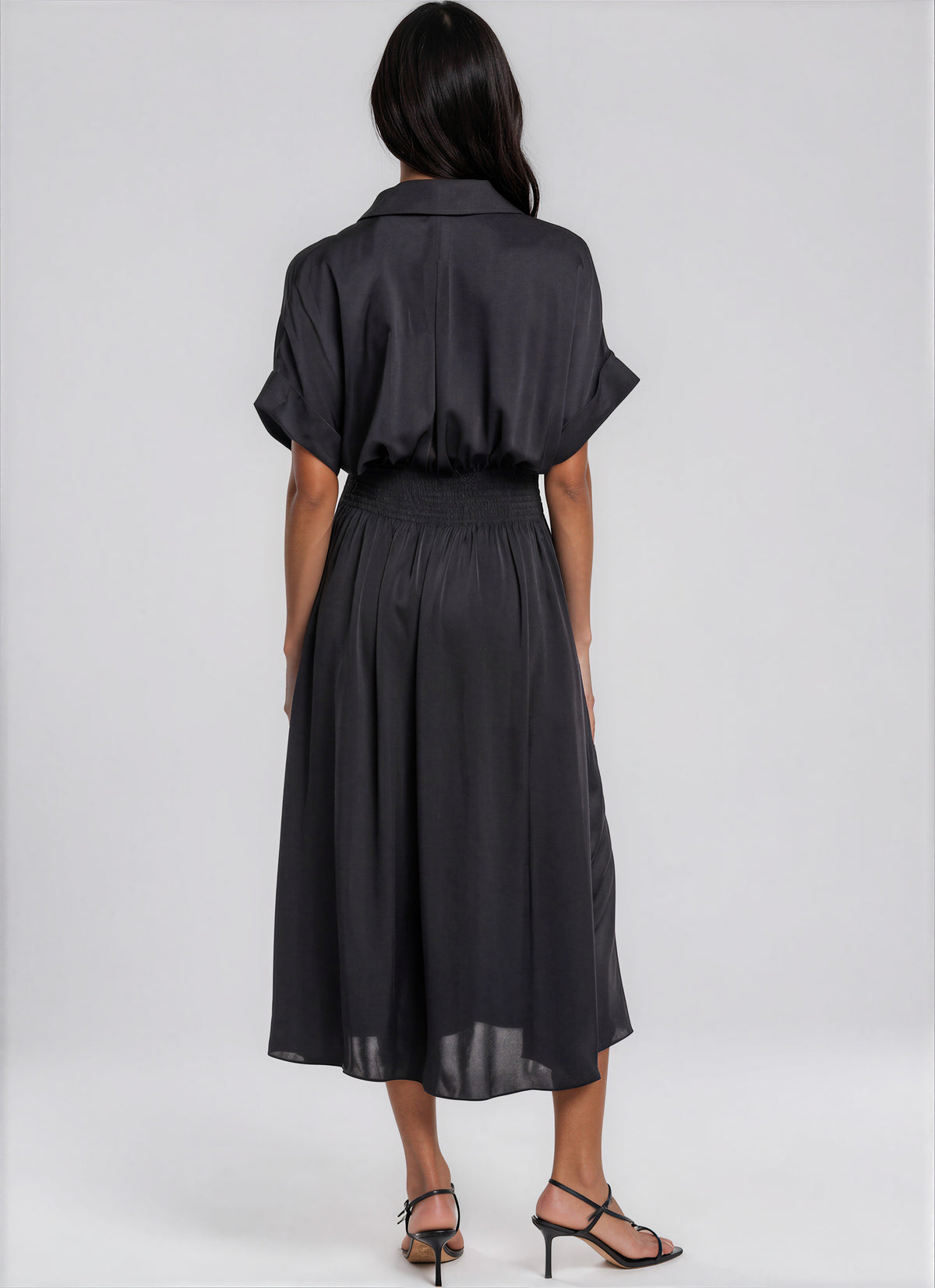 Kayleigh Satin Midi Dress - Black (Final Sale)