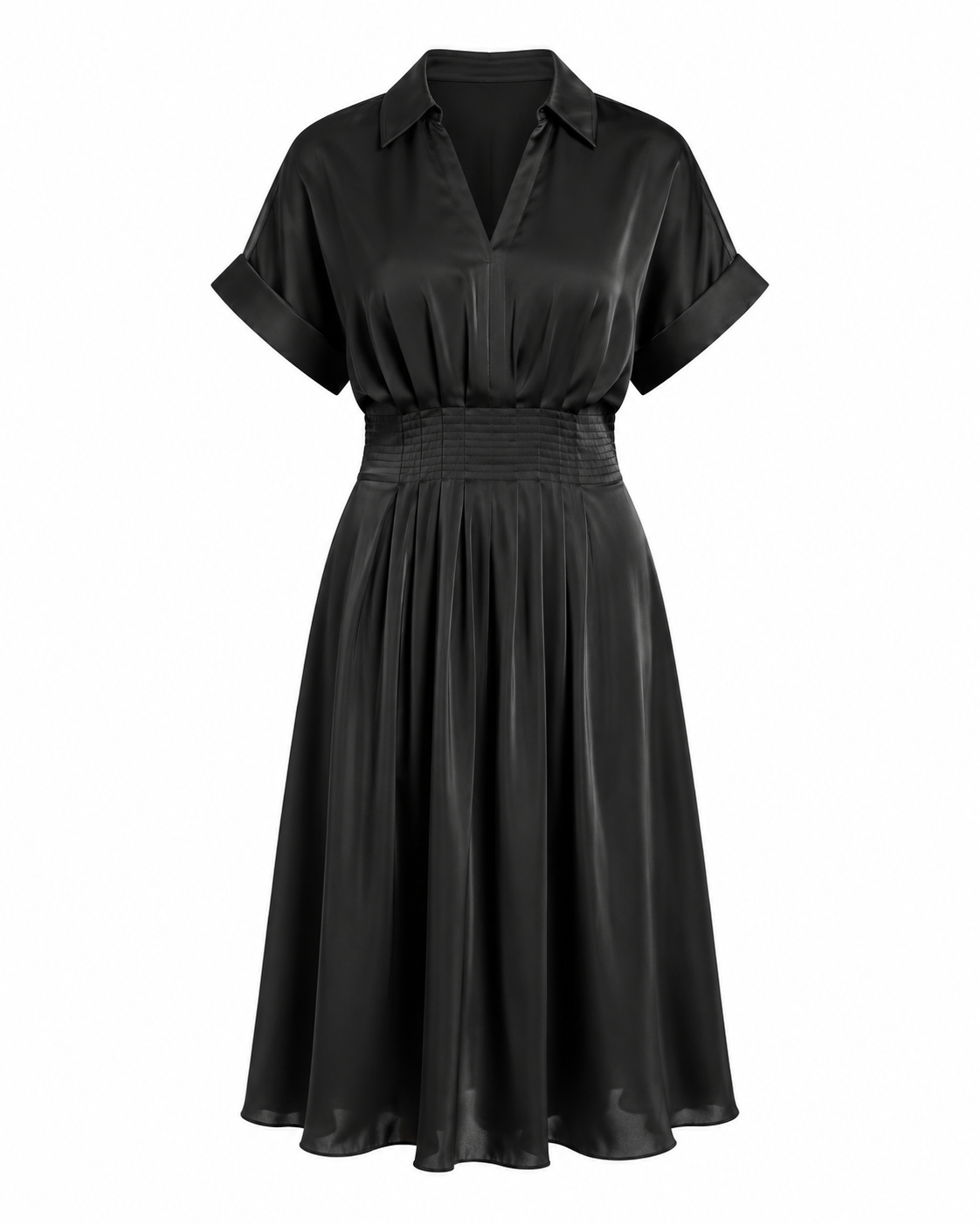 Kayleigh Satin Midi Dress - Black (Final Sale)