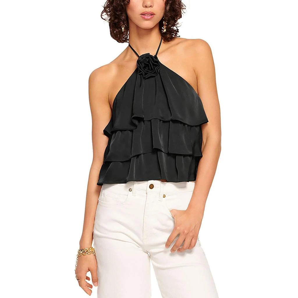 Minnie Ruffle Halter Top – Black (Final Sale)