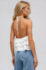 Minnie Ruffle Halter Top – White (Final Sale)