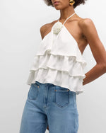 Minnie Ruffle Halter Top – White (Final Sale)