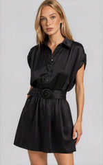 Nava Stretch Silk Mini Dress - Black (Final Sale)