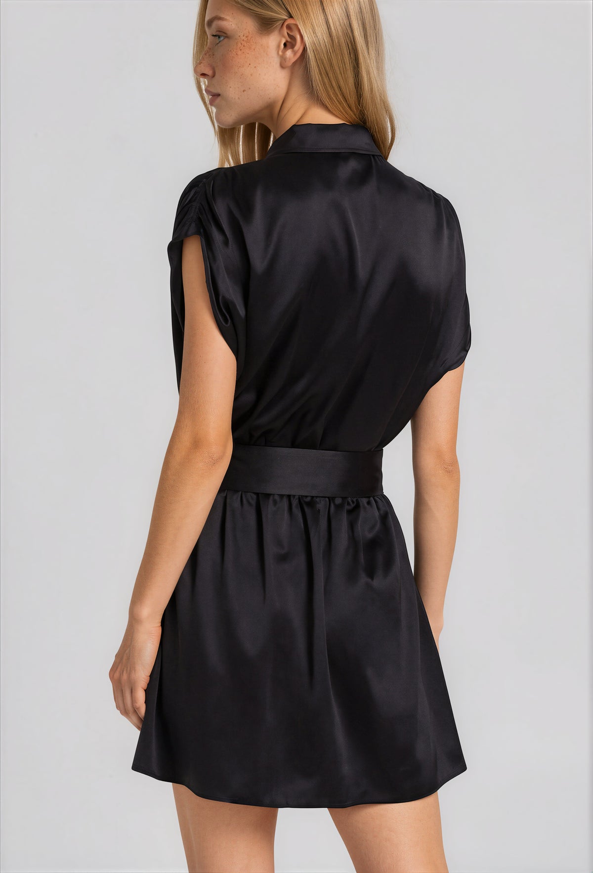 Nava Stretch Silk Mini Dress - Black (Final Sale)