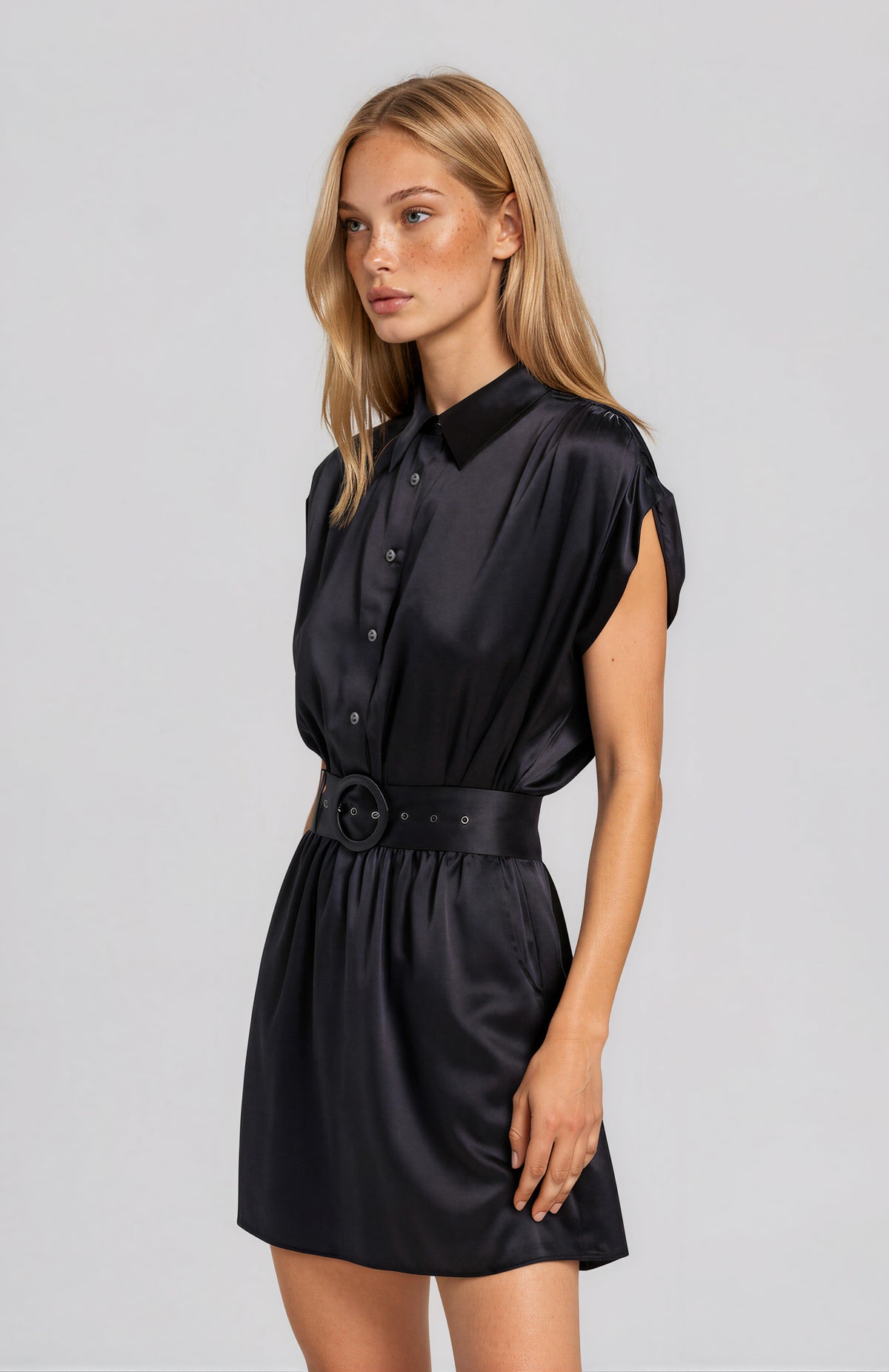 Nava Stretch Silk Mini Dress - Black (Final Sale)