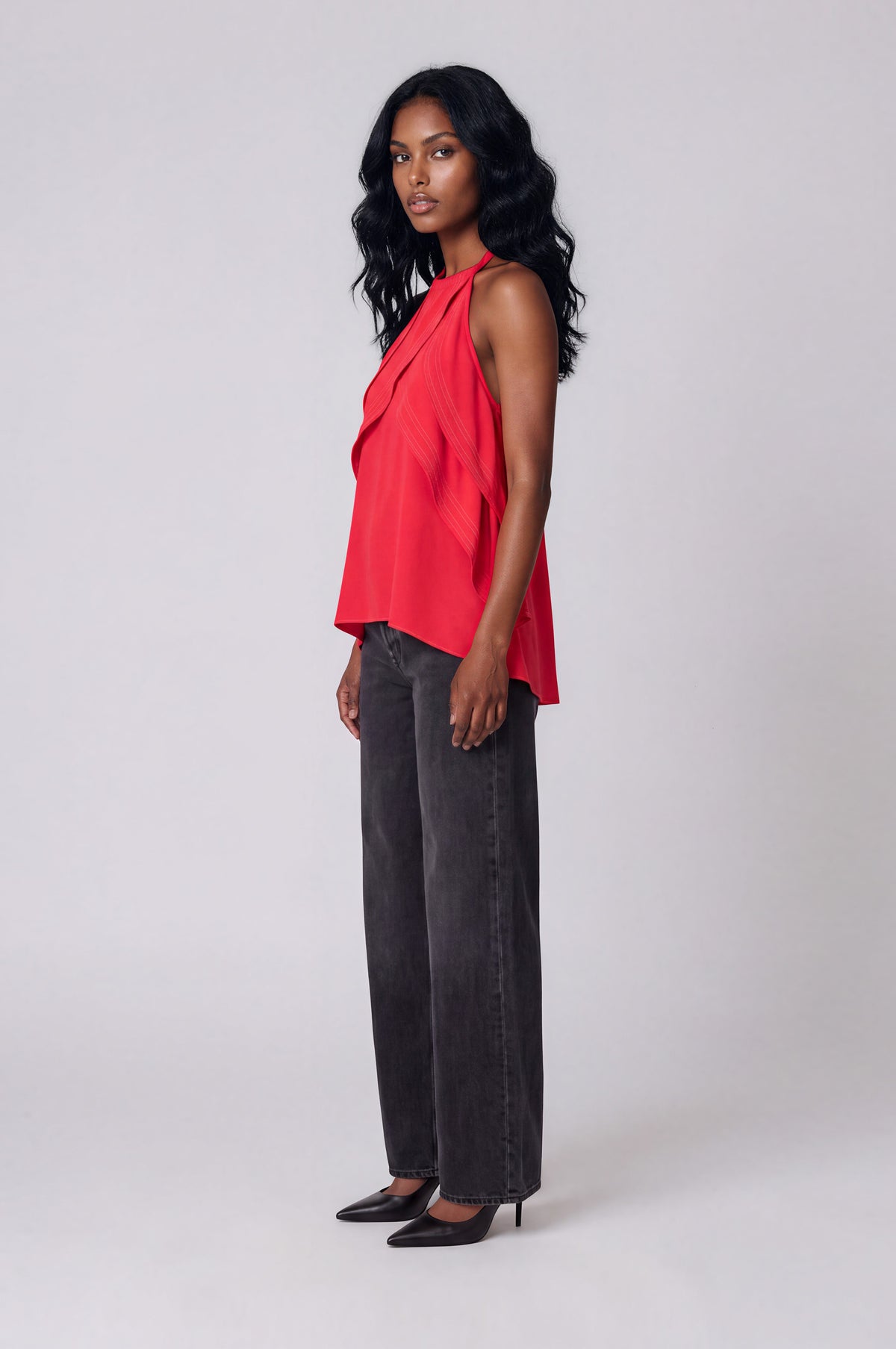 Ola High Neck Tank Top –Flame (Final Sale)