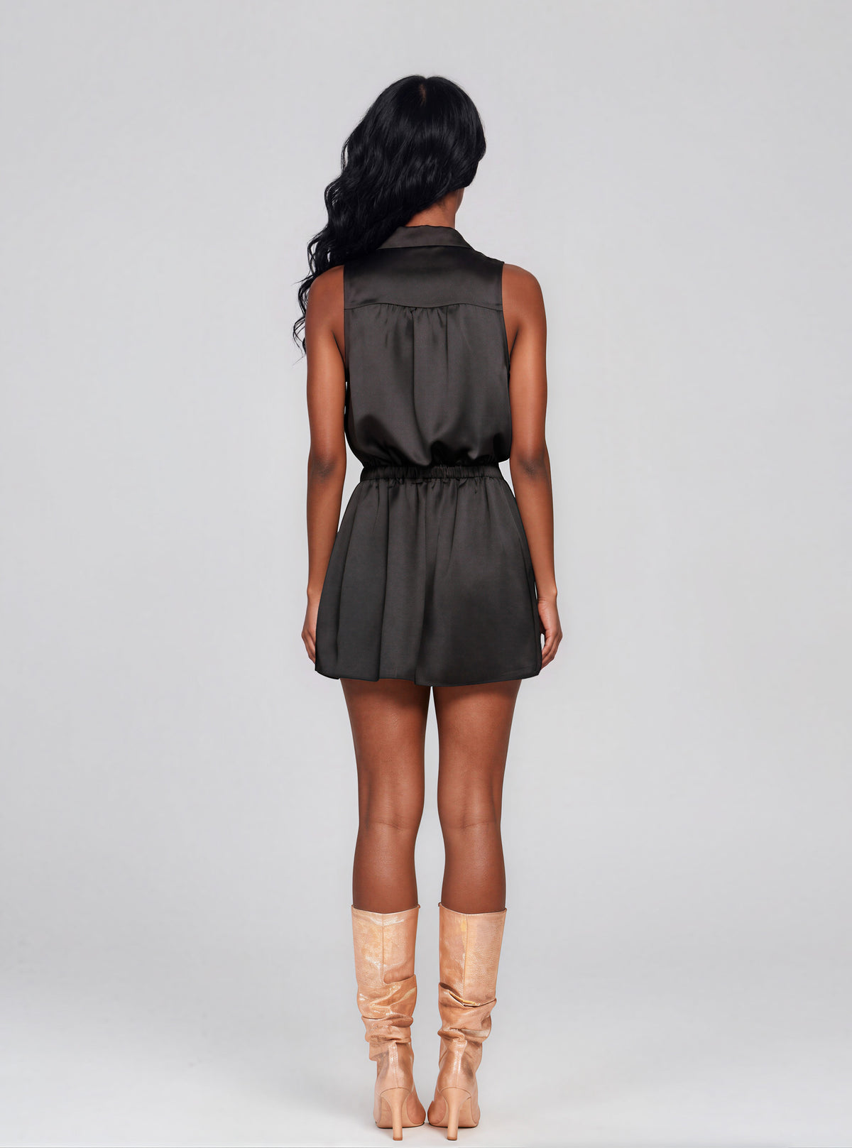 Waverly Sleeveless Satin Dress - Black (Final Sale)