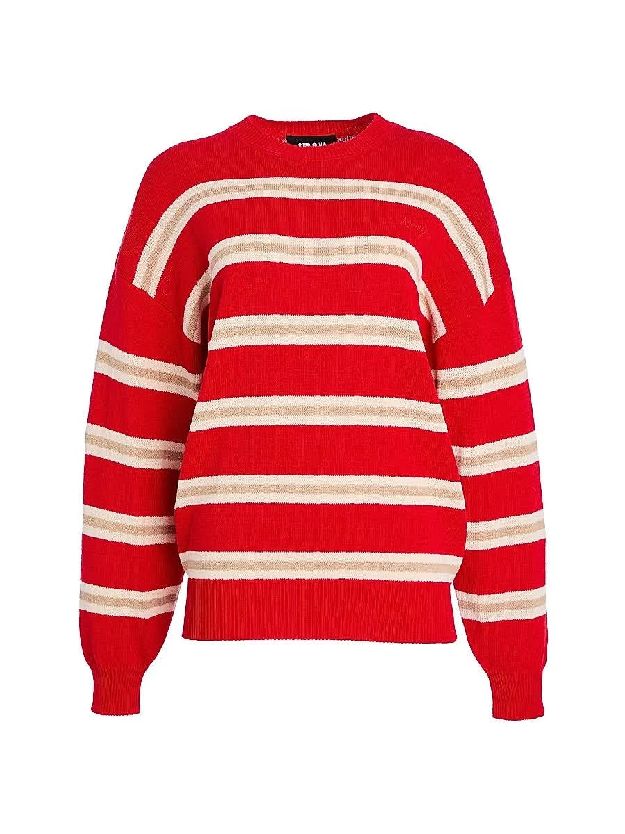 Cassian Sweater & Kian Knit Skort Set - Cherry/Sand/Eggshell