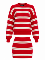 Cassian Sweater & Kian Knit Skort Set - Cherry/Sand/Eggshell