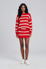 Cassian Sweater & Kian Knit Skort Set - Cherry/Sand/Eggshell