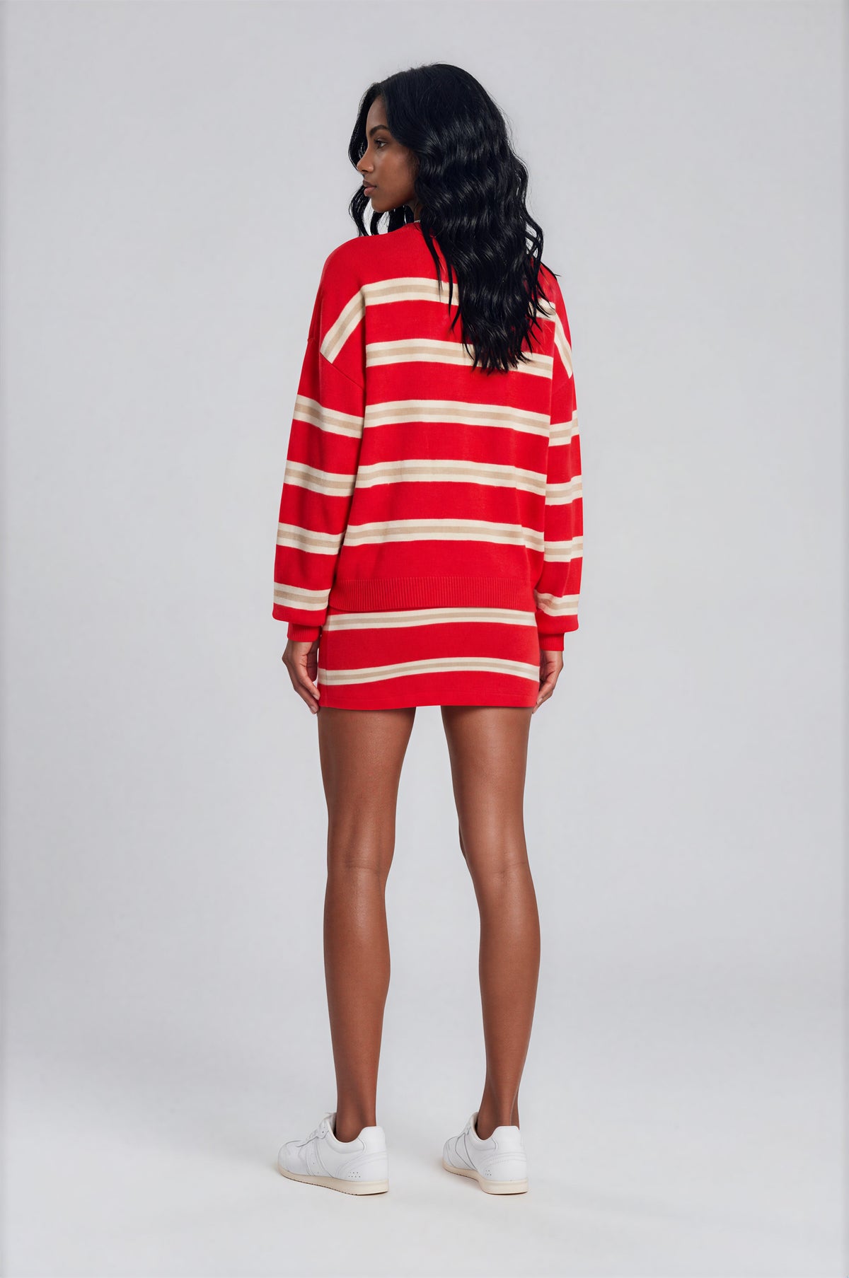 Cassian Sweater & Kian Knit Skort Set - Cherry/Sand/Eggshell