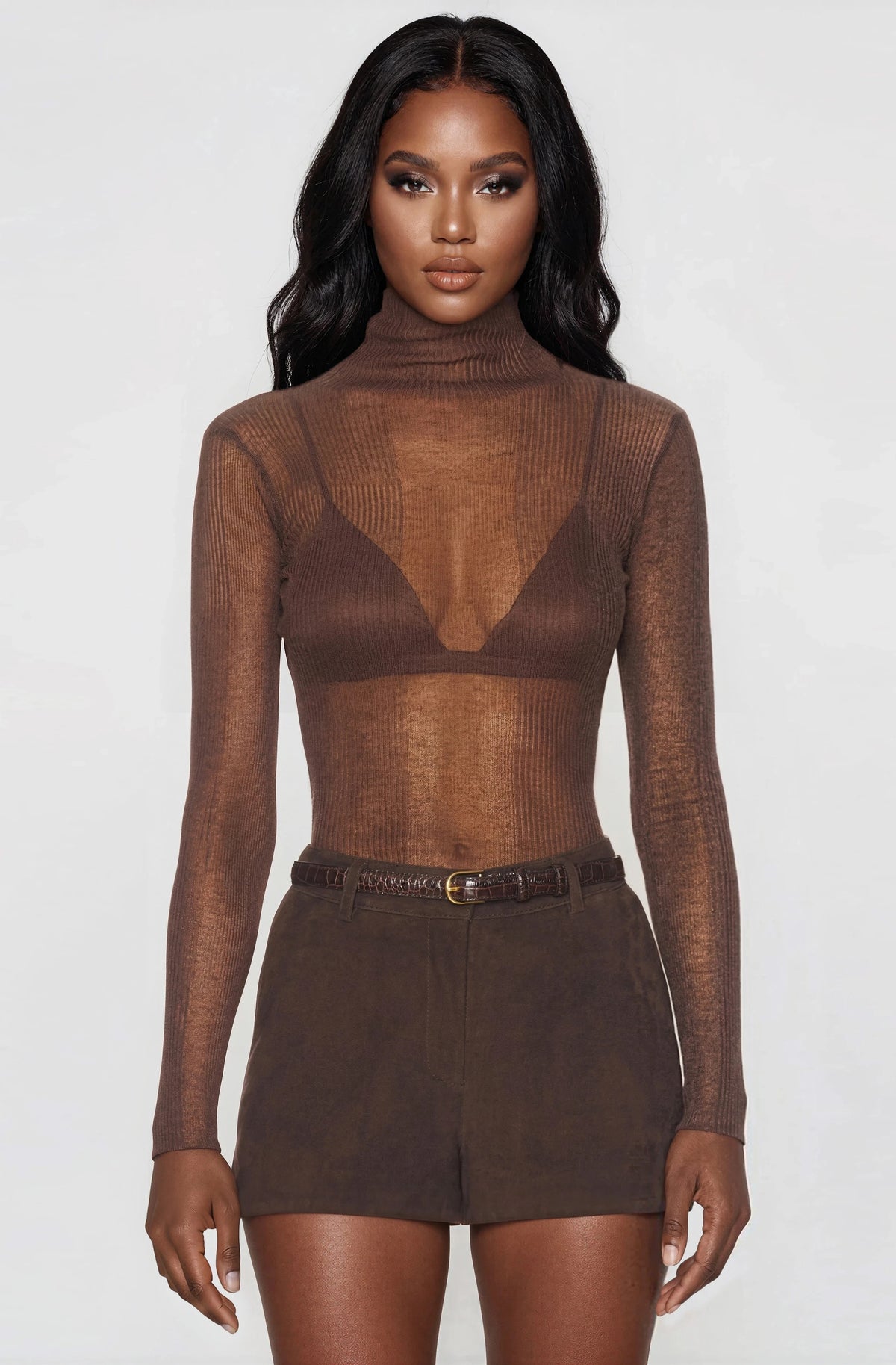 Piper Sweater & Azalea Corduroy Mini Skirt Set - Slate Brown