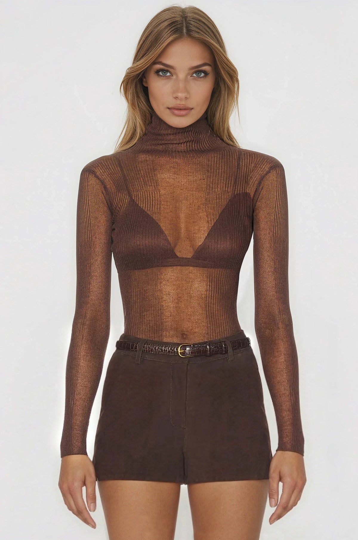 Piper Sweater & Azalea Corduroy Mini Skirt Set - Slate Brown