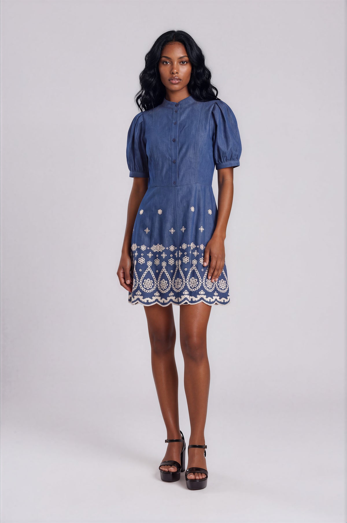 Ellena Dress – Denim/Ivory (Final Sale)