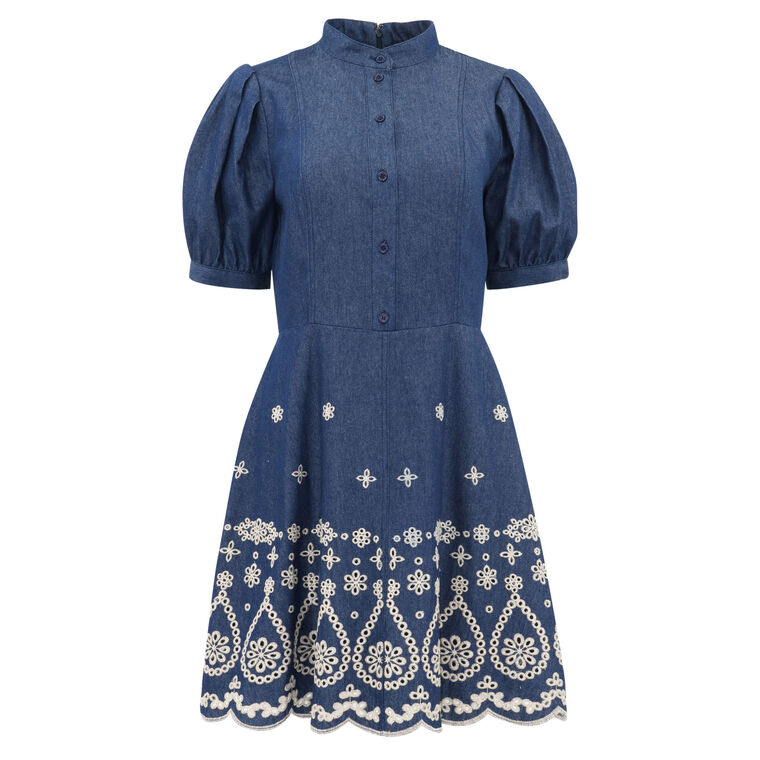 Ellena Dress – Denim/Ivory (Final Sale)