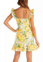 Solstice Front Tie Mini Dress - Yellow Palm Print (Final Sale)