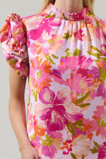 Abigal Floral Brenna Mock Neck Ruffle Blouse - Coral Multi (Final Sale)