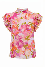 Abigal Floral Brenna Mock Neck Ruffle Blouse - Coral Multi (Final Sale)
