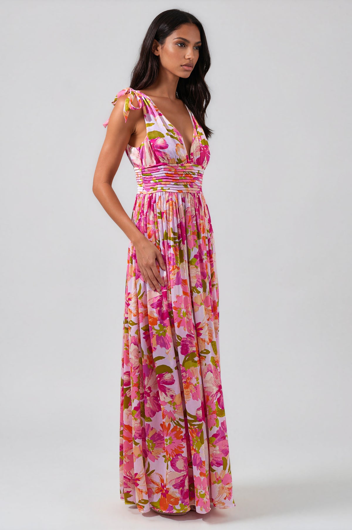 Abigal Floral Descanso Maxi Dress - Coral Multi (Final Sale)