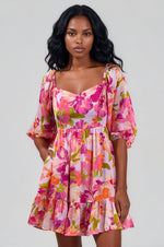Abigal Floral Evy Sweetheart Mini Dress - Coral Multi (Final Sale)