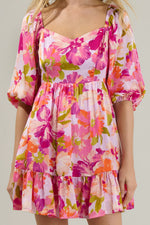 Abigal Floral Evy Sweetheart Mini Dress - Coral Multi (Final Sale)