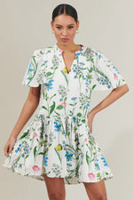 Clove Garden Floral Mini Dress - White/Pink/Green (Final Sale)