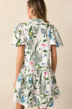 Clove Garden Floral Mini Dress - White/Pink/Green (Final Sale)