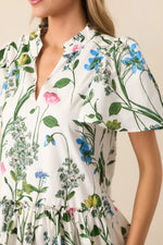 Clove Garden Floral Mini Dress - White/Pink/Green (Final Sale)