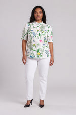 Clove Garden Floral Puff Sleeve Top - White/Pink/Green (Final Sale)