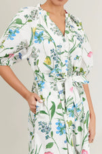 Clove Garden Floral Wynette Tiered Midi Dress - White/Pink/Green (Final Sale)