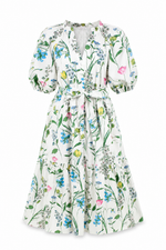 Clove Garden Floral Wynette Tiered Midi Dress - White/Pink/Green (Final Sale)