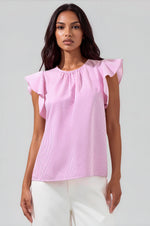 Hermas Striped Ruffle Top Curve - Fuchsia (Final Sale)