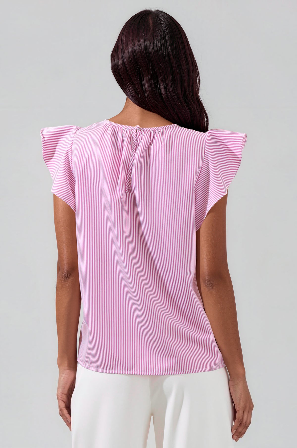 Hermas Striped Ruffle Top Curve - Fuchsia (Final Sale)