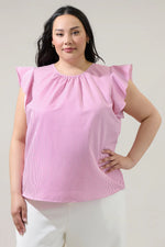 Hermas Striped Ruffle Top Curve - Fuchsia (Final Sale)