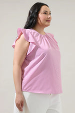 Hermas Striped Ruffle Top Curve - Fuchsia (Final Sale)