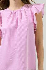 Hermas Striped Ruffle Top Curve - Fuchsia (Final Sale)