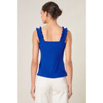 High Roller Ruffle Strap Ribbed Knit Tank Curve - Cobalt (Final Sale)