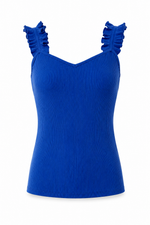 High Roller Ruffle Strap Ribbed Knit Tank Curve - Cobalt (Final Sale)