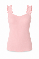 High Roller Ruffle Strap Ribbed Knit Tank Curve - Rose (Final Sale)