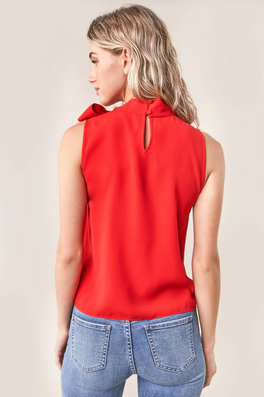 Hustler Sleeveless Neck Tie Blouse Curve - Red (Final Sale)