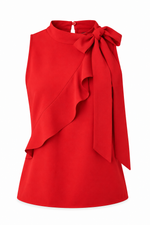 Hustler Sleeveless Neck Tie Blouse Curve - Red (Final Sale)