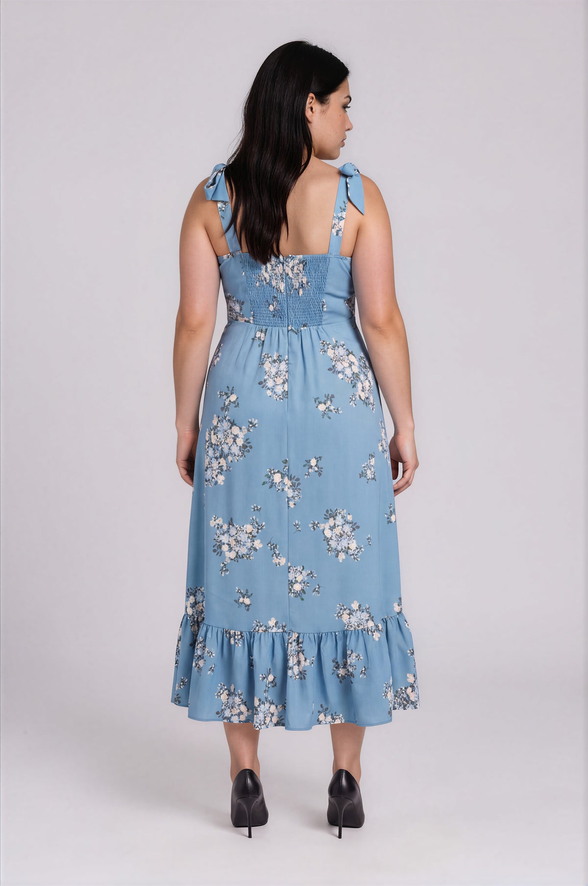 Moxie Floral Baker Tie Strap Midi Dress - Blue Multi (Final Sale)