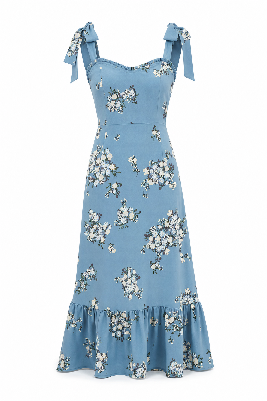 Moxie Floral Baker Tie Strap Midi Dress - Blue Multi (Final Sale)