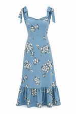 Moxie Floral Baker Tie Strap Midi Dress - Blue Multi (Final Sale)