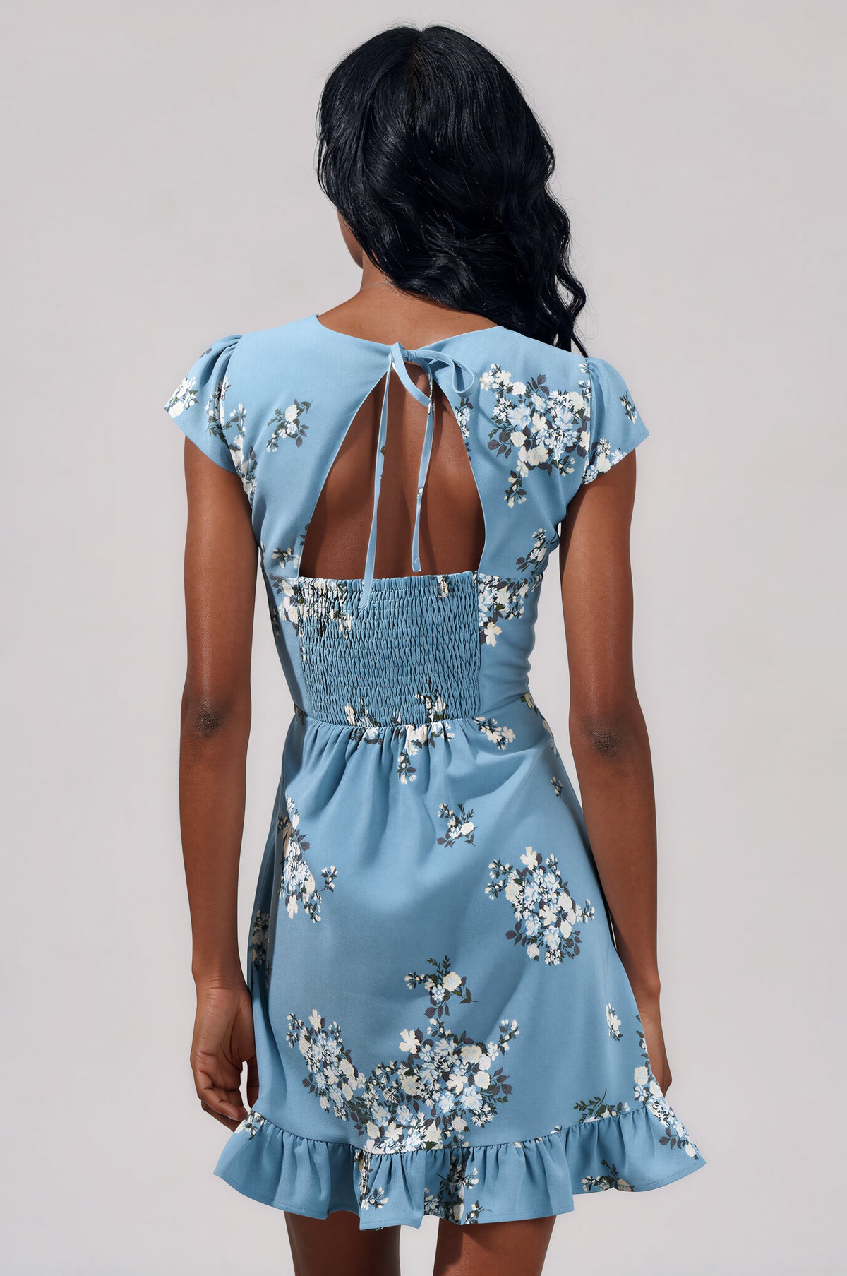 Moxie Floral Ruffle Mini Dress - Blue Multi (Final Sale)