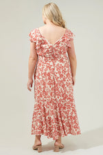 Nadia Ruched Midi Dress - White/Red (Final Sale)