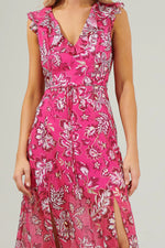 Patricia Passion Sleeveless Ruffle Midi Dress - Pink Multi (Final Sale)