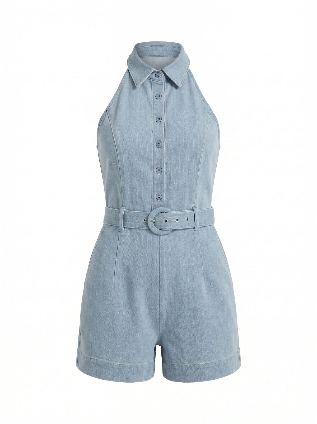 Roslyn Denim Halter Neck Romper - LT/Denim (Final Sale)