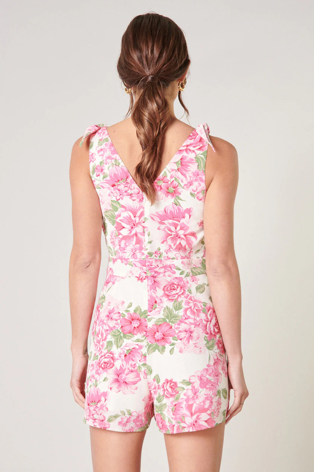 Truth Be Told Tie Strap Romper Curve - Pink/Green (Final Sale)